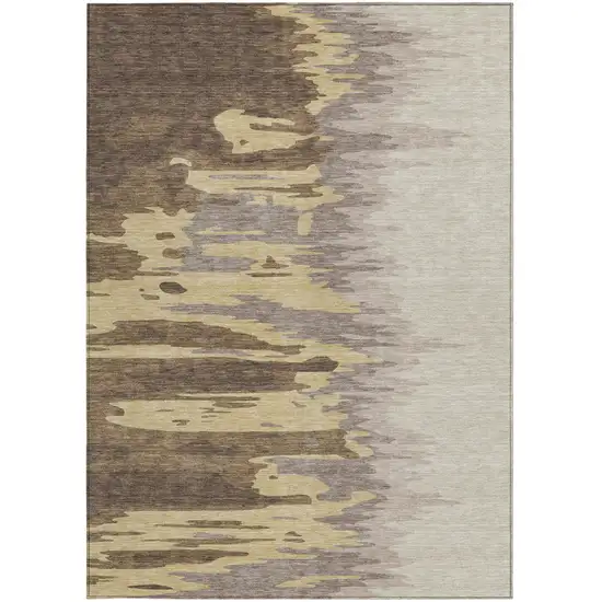 Coffee Beige And Tan Abstract Washable Indoor Outdoor Area Rug Photo 6