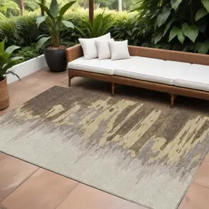 Photo of Coffee Beige And Tan Abstract Washable Indoor Outdoor Area Rug