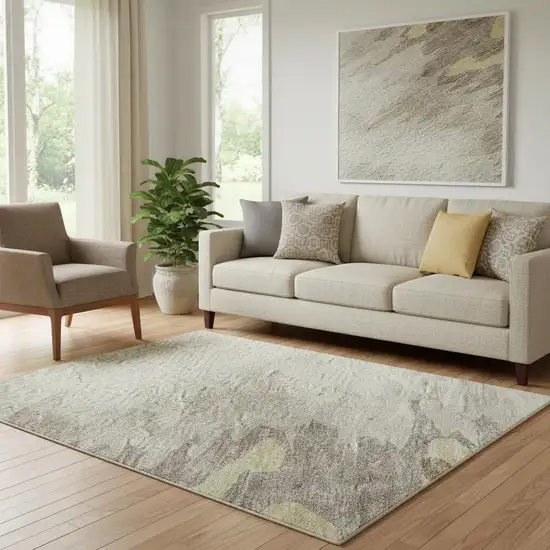 Coffee Beige And Taupe Abstract Washable Area Rug With UV Protection Photo 2
