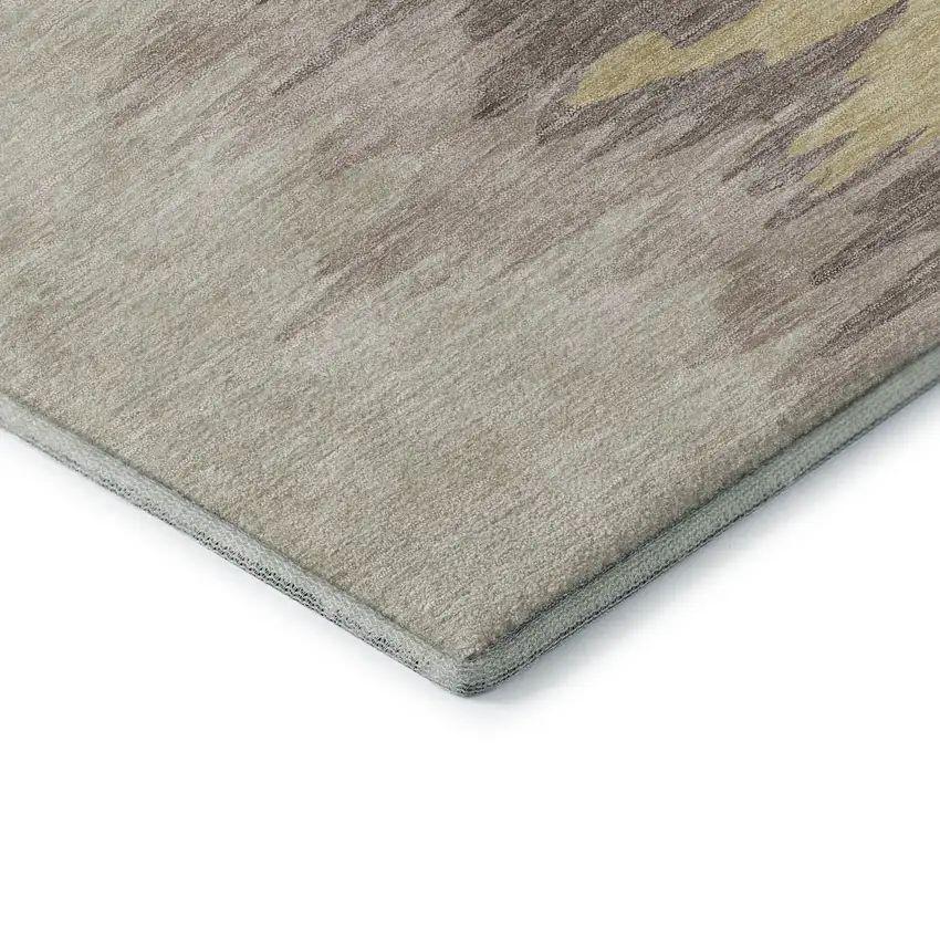 Coffee Beige And Taupe Abstract Washable Area Rug With UV Protection Photo 6
