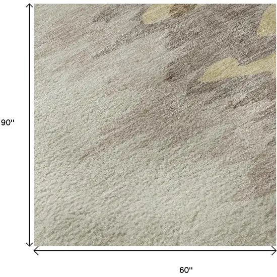 Coffee Beige And Taupe Abstract Washable Area Rug With UV Protection Photo 8