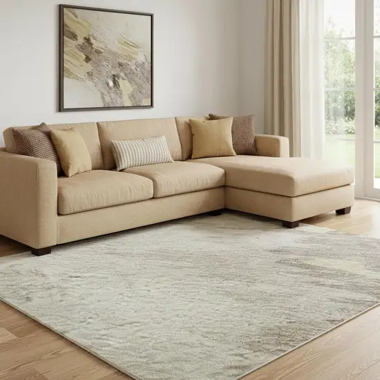 Coffee Beige And Taupe Abstract Washable Area Rug With UV Protection Photo 2