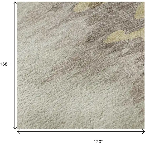 Coffee Beige And Taupe Abstract Washable Area Rug With UV Protection Photo 9