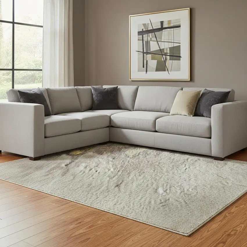 Coffee Beige And Taupe Abstract Washable Area Rug With UV Protection Photo 2