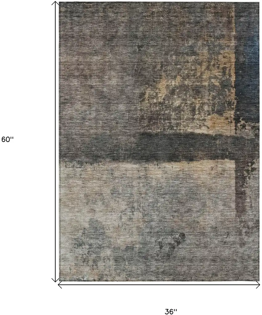 Coffee Black And Beige Abstract Washable Indoor Outdoor Area Rug Photo 7