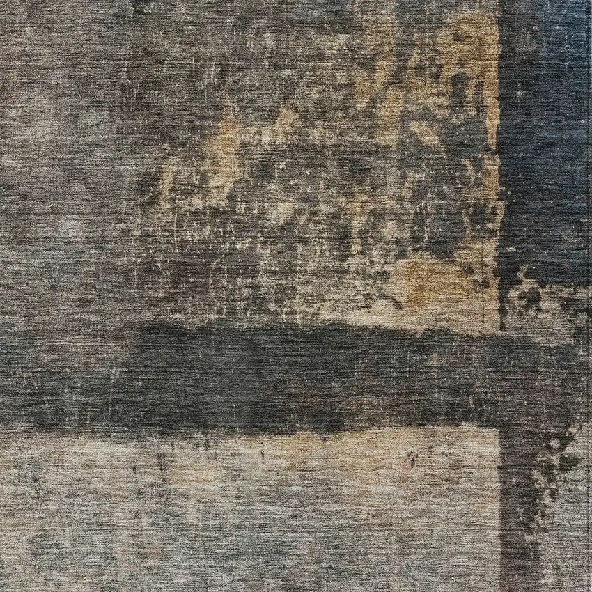 Coffee Black And Beige Abstract Washable Indoor Outdoor Area Rug Photo 4