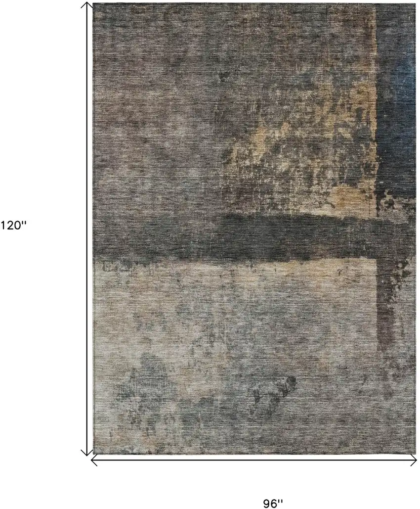 Coffee Black And Beige Abstract Washable Indoor Outdoor Area Rug Photo 3