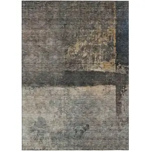 Photo of Coffee Black And Beige Abstract Washable Indoor Outdoor Area Rug