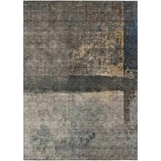 Coffee Black And Beige Abstract Washable Indoor Outdoor Area Rug Photo 2