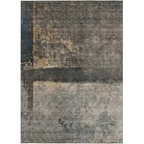Coffee Black And Beige Abstract Washable Indoor Outdoor Area Rug Photo 7