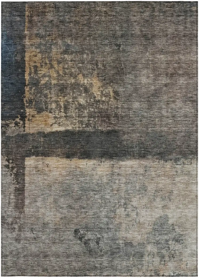 Coffee Black And Beige Abstract Washable Indoor Outdoor Area Rug Photo 7