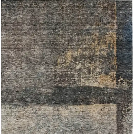Coffee Black And Beige Abstract Washable Indoor Outdoor Area Rug Photo 6