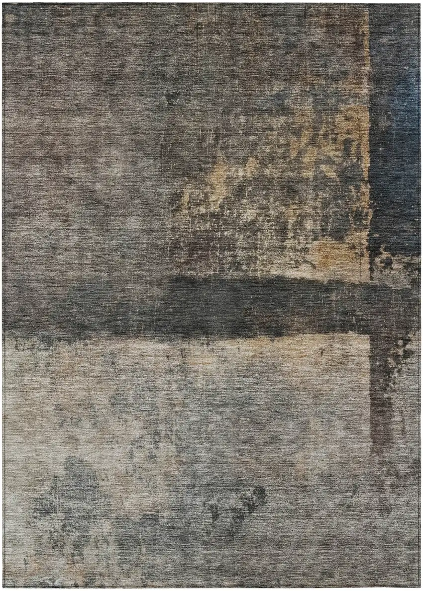 Coffee Black And Beige Abstract Washable Indoor Outdoor Area Rug Photo 2