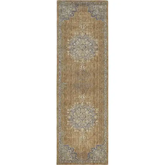 Coffee Brown Machine Woven Floral Medallion Indoor Area Rug Photo 2