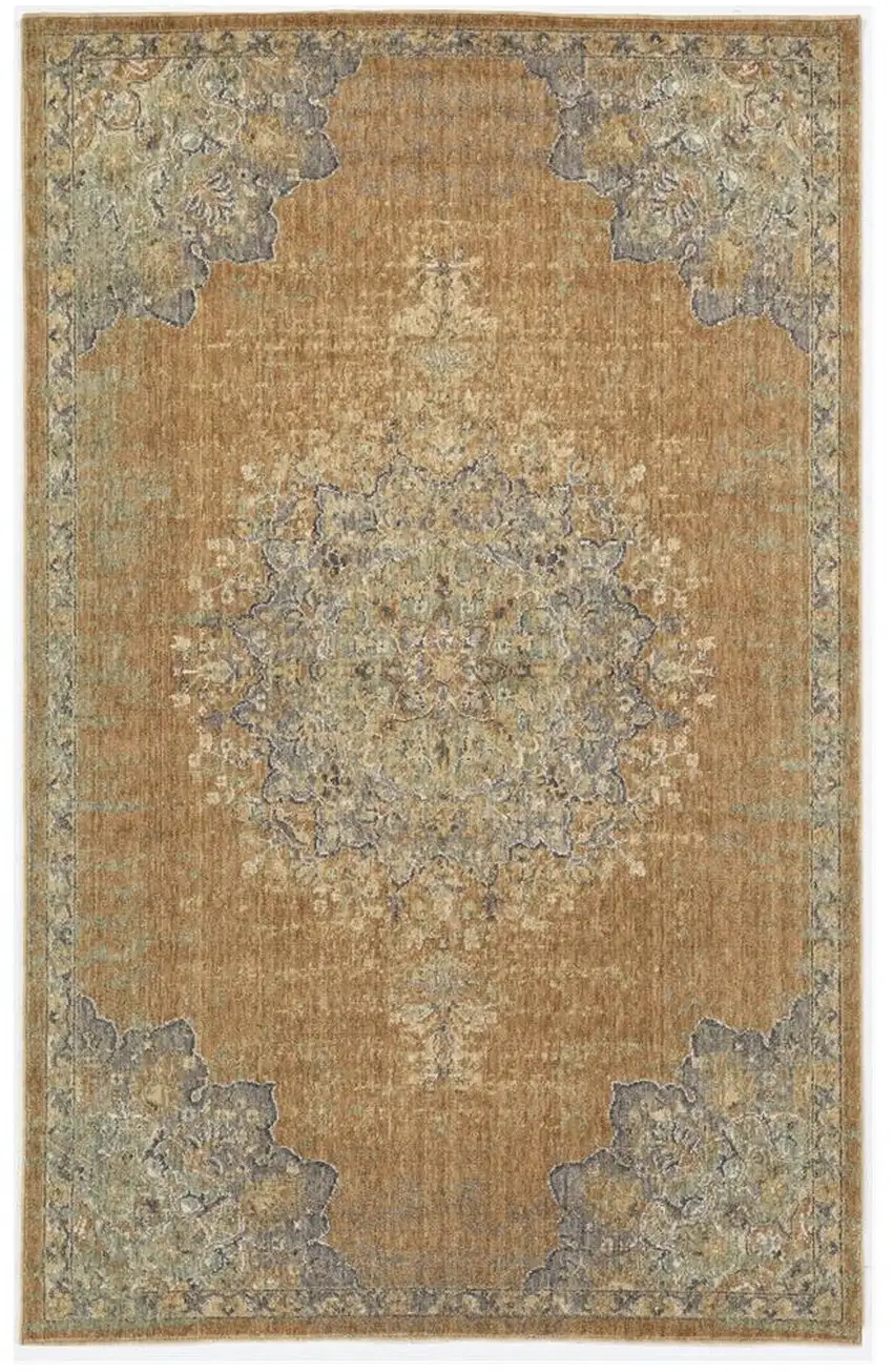 Coffee Brown Machine Woven Floral Medallion Indoor Area Rug Photo 2