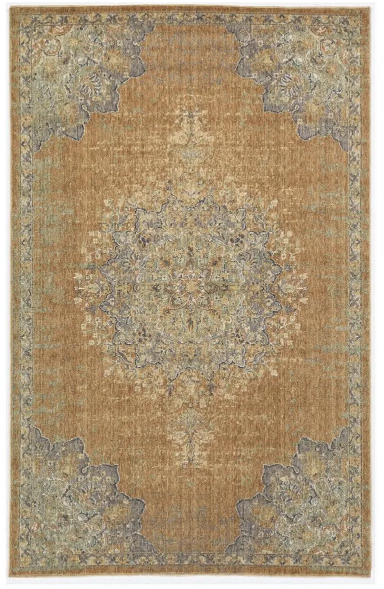 Coffee Brown Machine Woven Floral Medallion Indoor Area Rug Photo 4