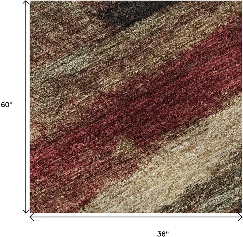 Coffee Burgundy And Beige Abstract Washable Area Rug With UV Protection Photo 9