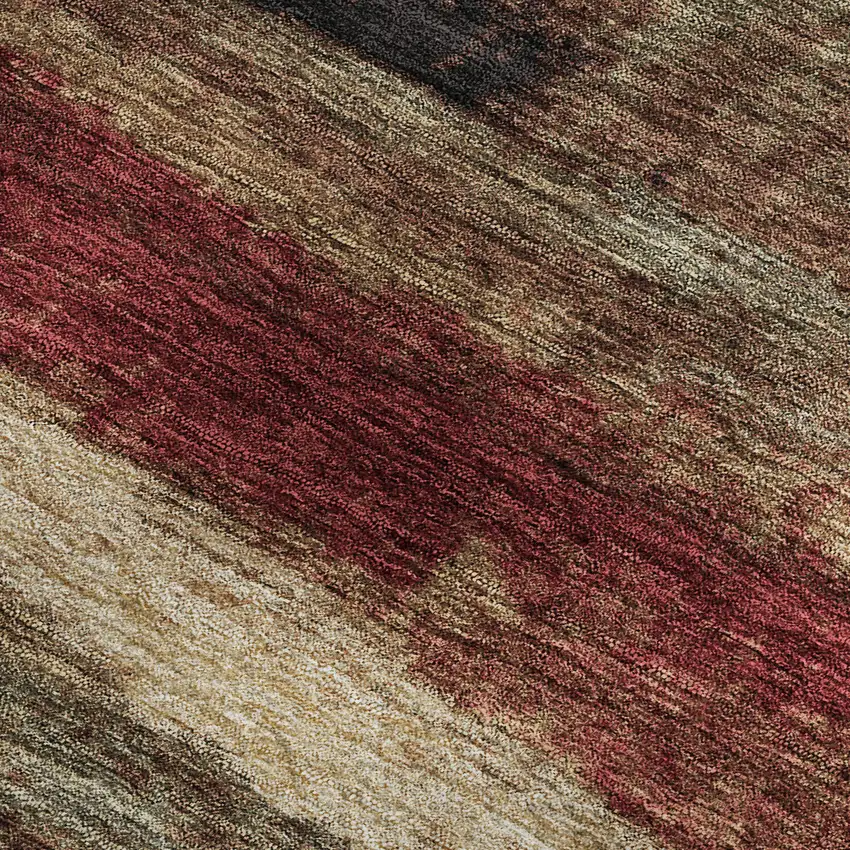 Coffee Burgundy And Beige Abstract Washable Area Rug With UV Protection Photo 2