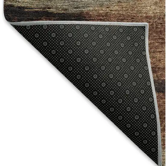 Coffee Burgundy And Beige Abstract Washable Area Rug With UV Protection Photo 6