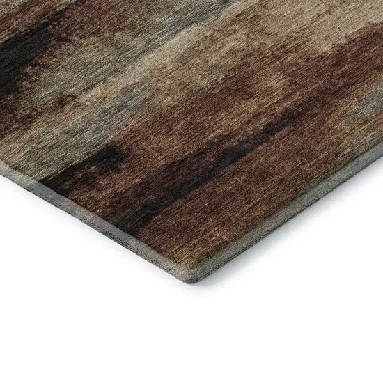 Coffee Burgundy And Beige Abstract Washable Area Rug With UV Protection Photo 7
