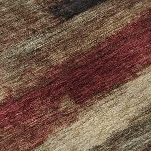 Photo of Coffee Burgundy And Beige Abstract Washable Area Rug With UV Protection