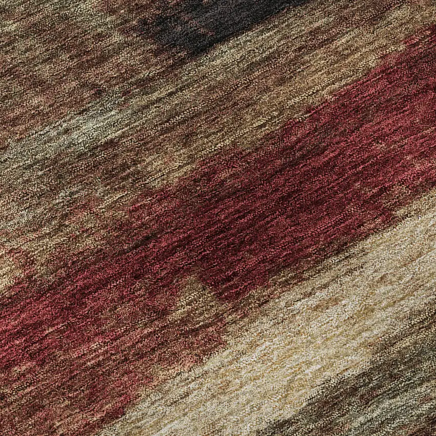 Coffee Burgundy And Beige Abstract Washable Area Rug With UV Protection Photo 1