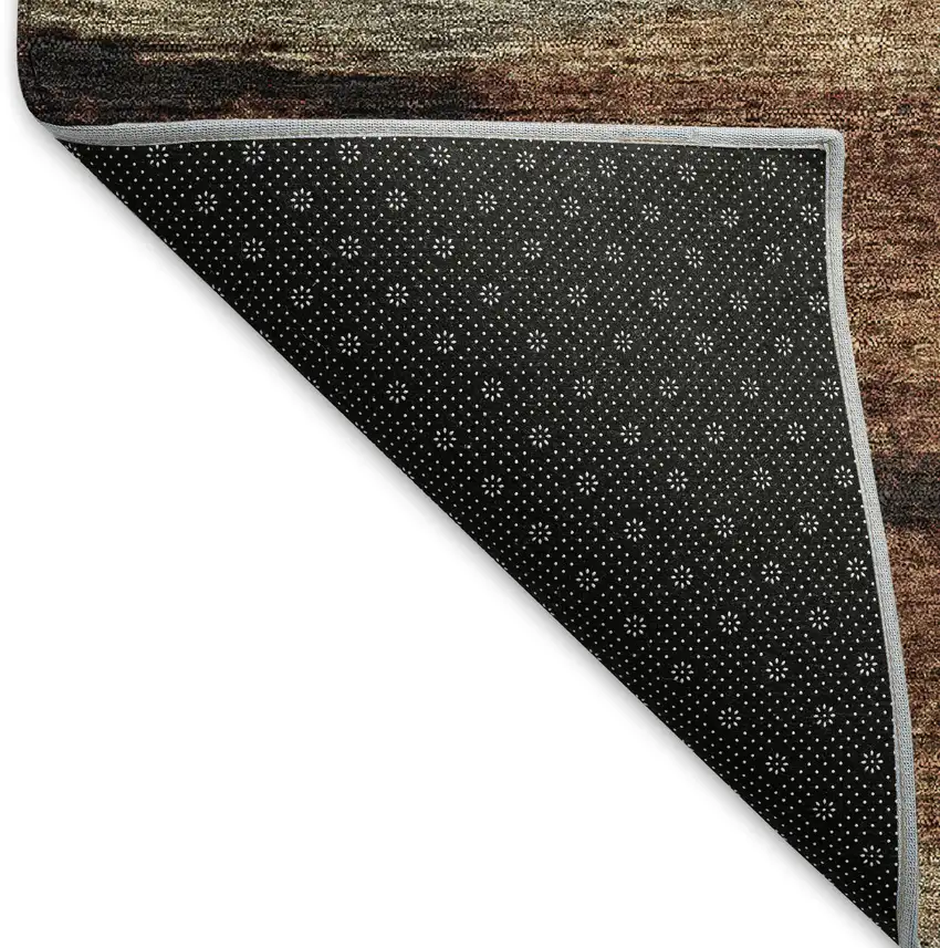 Coffee Burgundy And Beige Abstract Washable Area Rug With UV Protection Photo 7