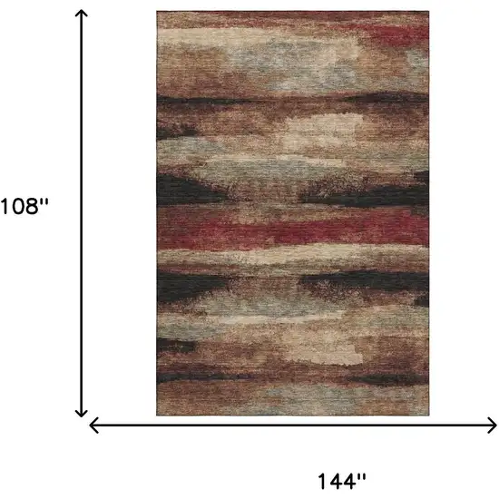 Coffee Burgundy And Beige Abstract Washable Area Rug With UV Protection Photo 8