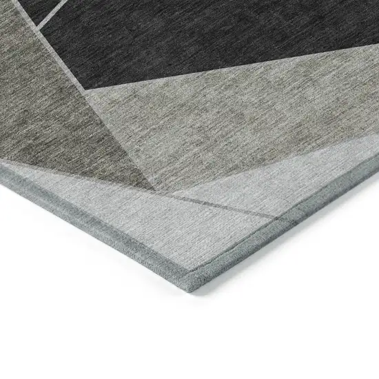 Coffee Charcoal And Gray Geometric Washable Indoor Outdoor Area Rug Photo 3