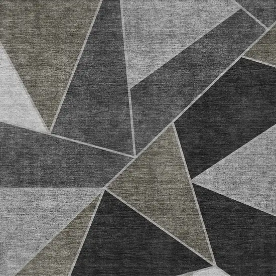 Coffee Charcoal And Gray Geometric Washable Indoor Outdoor Area Rug Photo 5