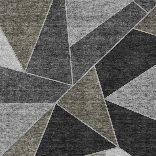 Coffee Charcoal And Gray Geometric Washable Indoor Outdoor Area Rug Photo 5