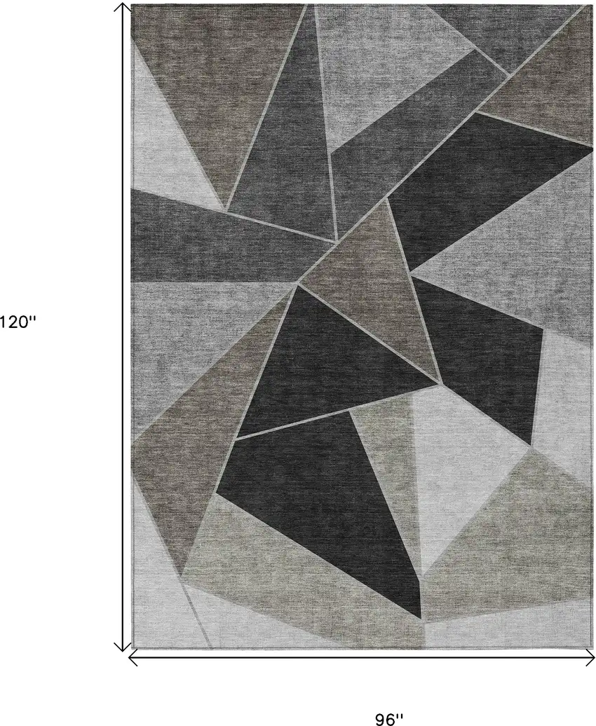 Coffee Charcoal And Gray Geometric Washable Indoor Outdoor Area Rug Photo 3