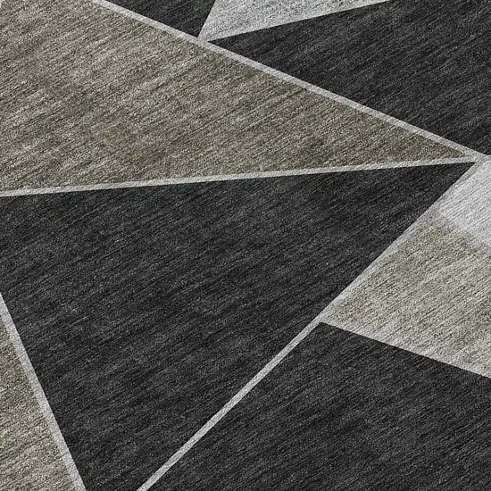 Coffee Charcoal And Gray Geometric Washable Indoor Outdoor Area Rug Photo 4