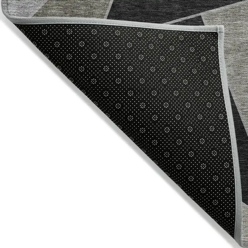Coffee Charcoal And Gray Geometric Washable Indoor Outdoor Area Rug Photo 3