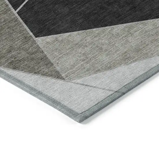 Coffee Charcoal And Gray Geometric Washable Indoor Outdoor Area Rug Photo 2