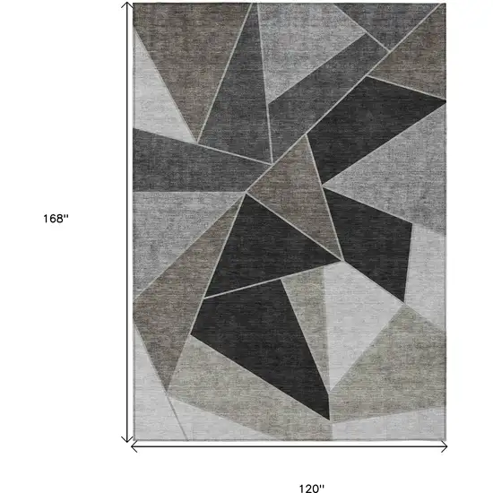 Coffee Charcoal And Gray Geometric Washable Indoor Outdoor Area Rug Photo 3