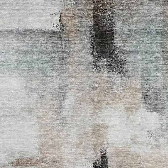 Coffee Charcoal And Ivory Abstract Washable Area Rug With UV Protection Photo 3