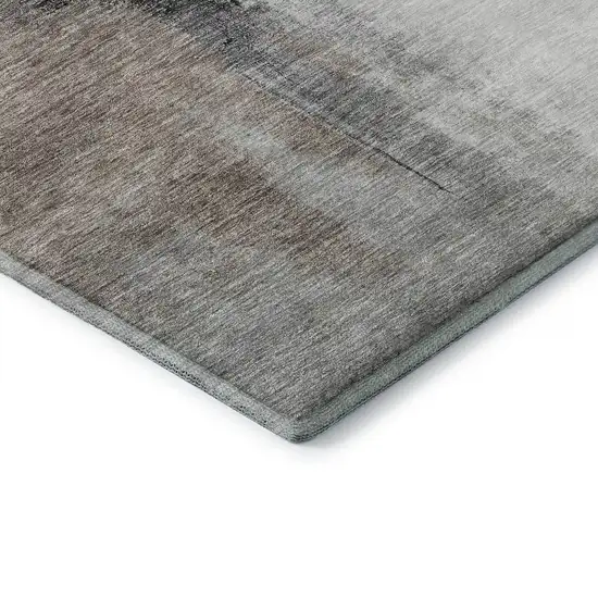 Coffee Charcoal And Ivory Abstract Washable Area Rug With UV Protection Photo 9