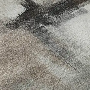 Photo of Coffee Charcoal And Ivory Abstract Washable Area Rug With UV Protection