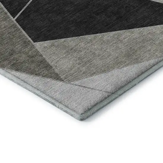 Coffee Charcoal And Ivory Geometric Washable Area Rug With UV Protection Photo 7