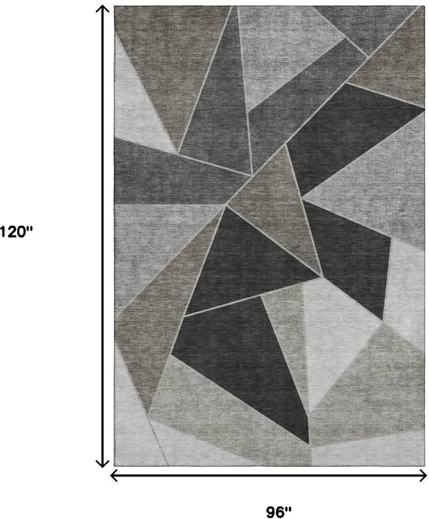 Coffee Charcoal And Ivory Geometric Washable Area Rug With UV Protection Photo 3