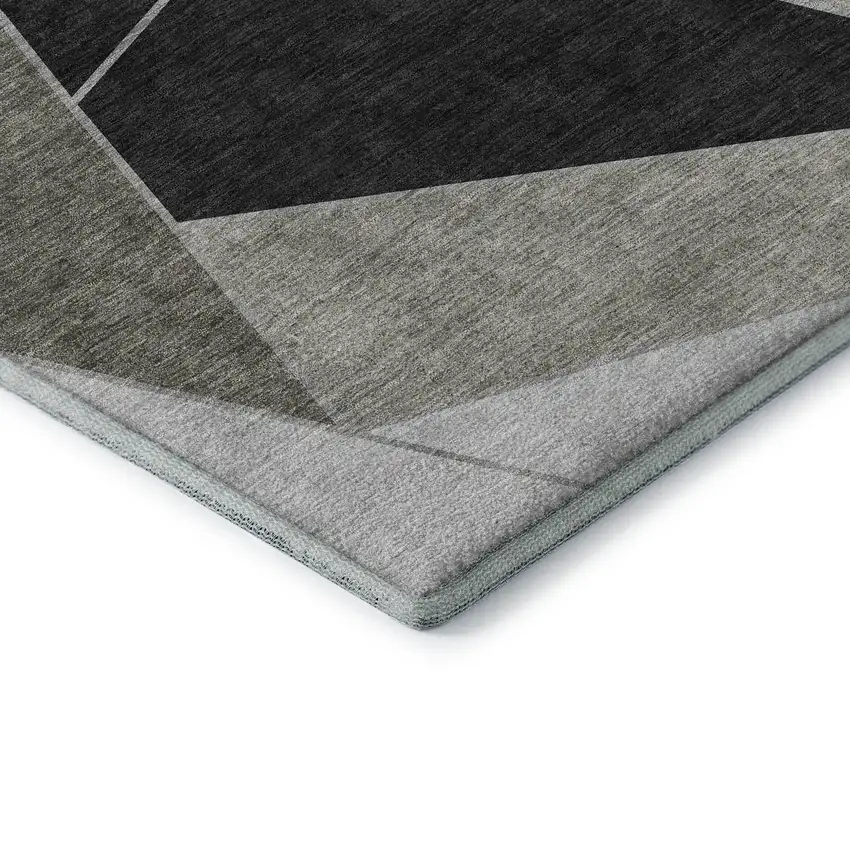 Coffee Charcoal And Ivory Geometric Washable Area Rug With UV Protection Photo 7