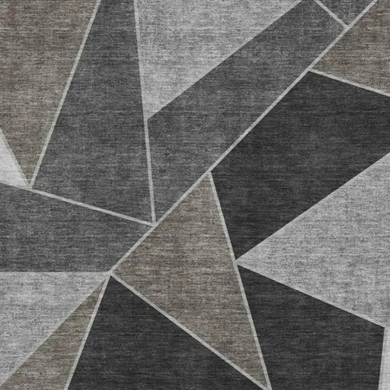 Coffee Charcoal And Ivory Geometric Washable Area Rug With UV Protection Photo 2