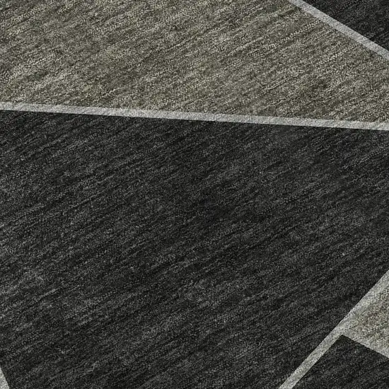 Coffee Charcoal And Ivory Geometric Washable Area Rug With UV Protection Photo 9
