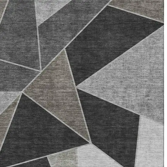 Coffee Charcoal And Ivory Geometric Washable Area Rug With UV Protection Photo 2
