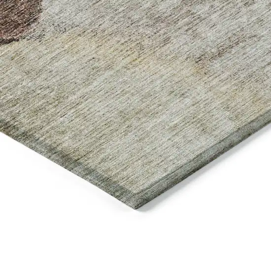 Coffee Copper And Beige Abstract Washable Indoor Outdoor Area Rug Photo 3