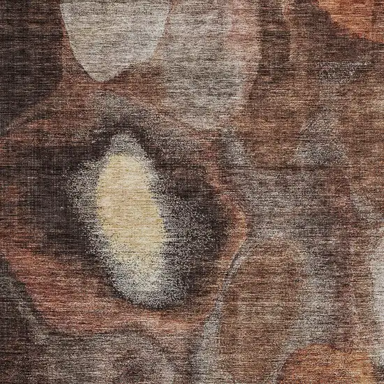 Coffee Copper And Beige Abstract Washable Indoor Outdoor Area Rug Photo 6