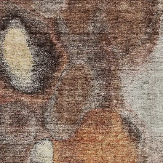Coffee Copper And Beige Abstract Washable Indoor Outdoor Area Rug Photo 6
