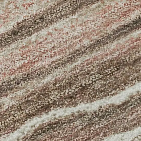 Coffee Copper And Beige Striped Washable Area Rug With UV Protection Photo 1