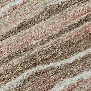 Photo of Coffee Copper And Beige Striped Washable Area Rug With UV Protection